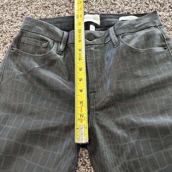 Frame Jeans 27 Gray Le Crop Mini Boot Coated Denim Noir Croc - Picture 11 of 13